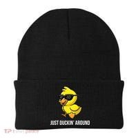 Just Duckin Around Funny Duck Gag Humor Cute Duckling  Beanie thumb 0