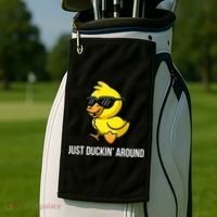 Just Duckin Around Funny Duck Gag Humor Cute Duckling  Golf Towel thumb 2
