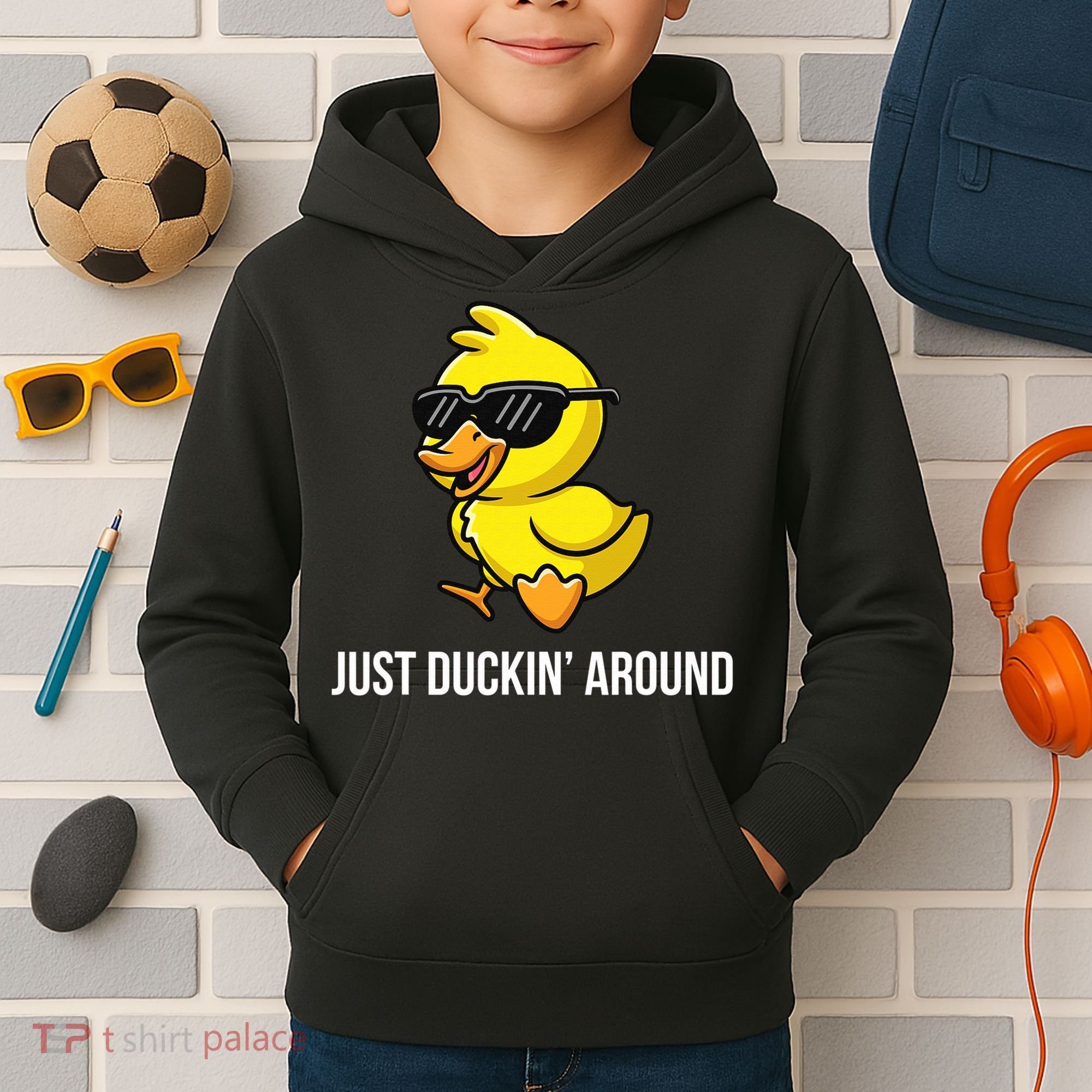 Just Duckin Around Funny Duck Gag Humor Cute Duckling  Kids Hoodie