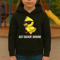 Just Duckin Around Funny Duck Gag Humor Cute Duckling  Kids Hoodie thumb 3