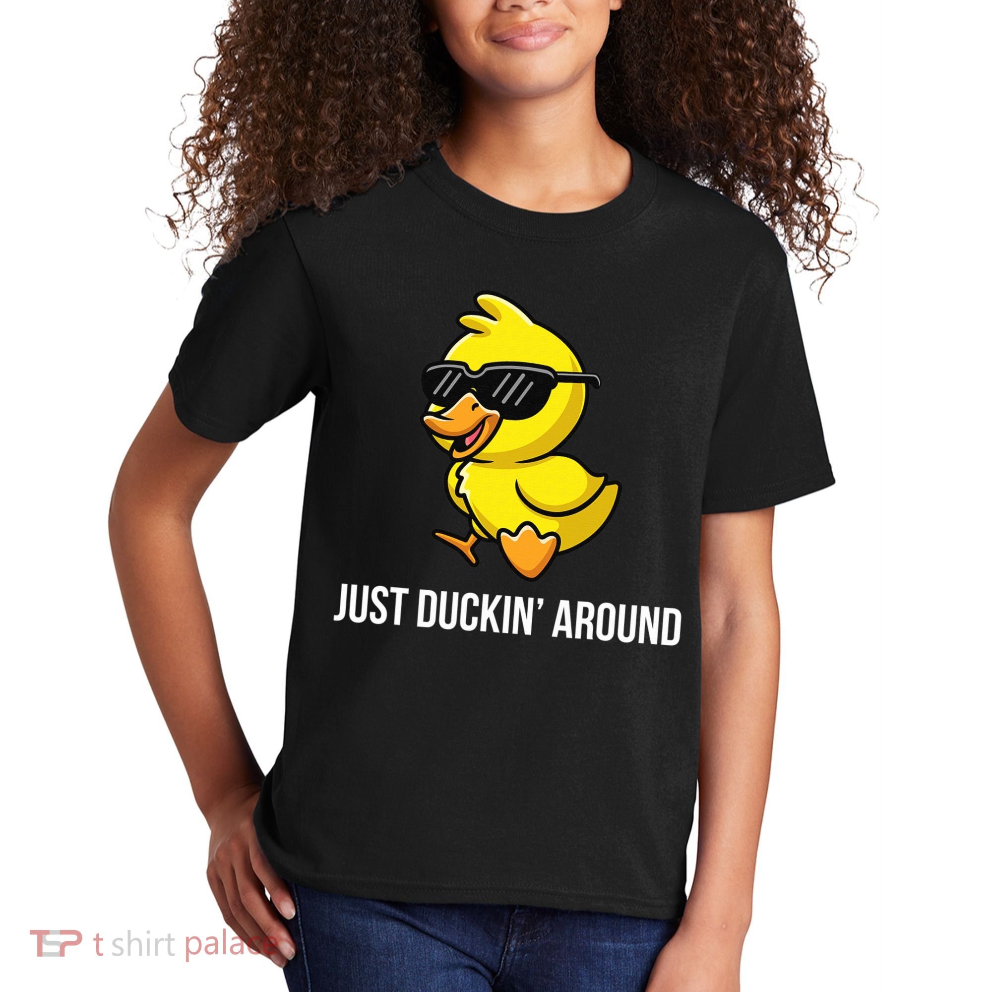 Just Duckin Around Funny Duck Gag Humor Cute Duckling  Kids T-Shirt