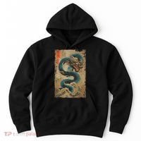 Japanese Dragon And The Great Wave Off Kanagawa Woodblock Hoodie thumb 0