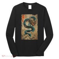 Japanese Dragon And The Great Wave Off Kanagawa Woodblock Long Sleeve Shirt thumb 0