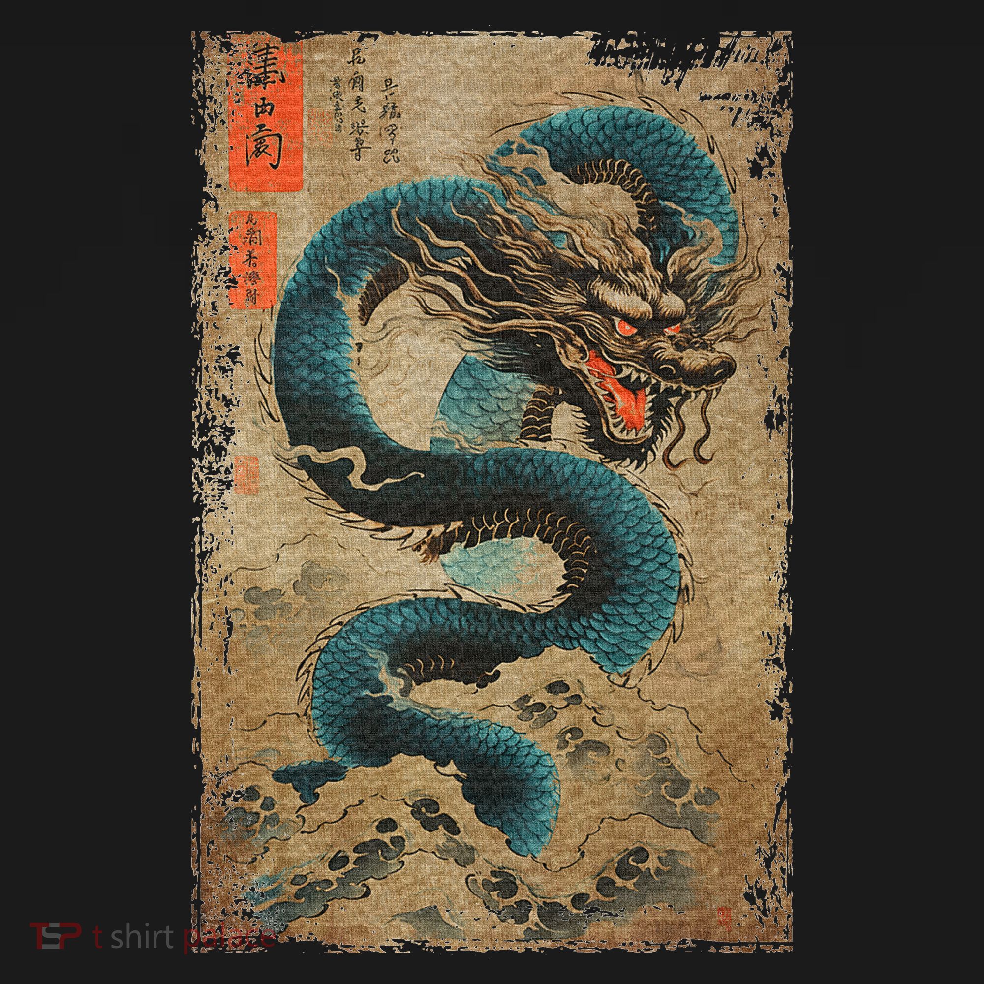 Japanese Dragon And The Great Wave Off Kanagawa Woodblock Sweatshirt