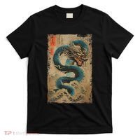 Japanese Dragon And The Great Wave Off Kanagawa Woodblock T-Shirt thumb 0