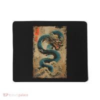 Japanese Dragon And The Great Wave Off Kanagawa Woodblock Mousepad thumb 0