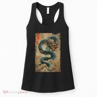 Japanese Dragon And The Great Wave Off Kanagawa Woodblock Women's Tank Top thumb 0