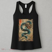Japanese Dragon And The Great Wave Off Kanagawa Woodblock Women's Tank Top thumb 3
