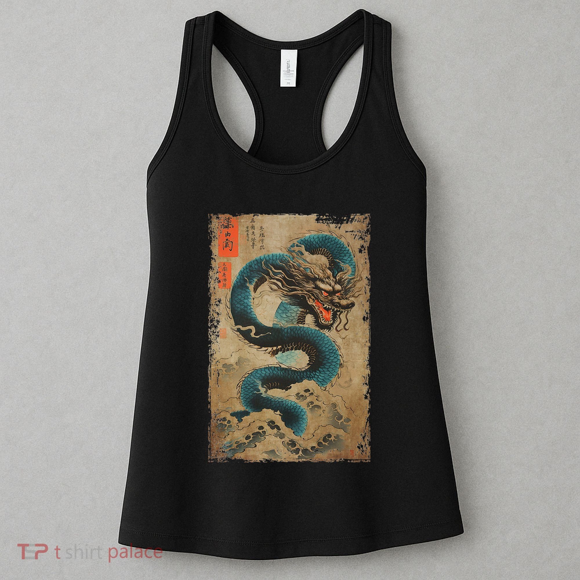Japanese Dragon And The Great Wave Off Kanagawa Woodblock Women's Tank Top