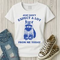 Just Dont Expect A Lot From Me Today Raccoon Funny Women's T-Shirt thumb 3