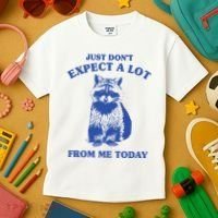 Just Dont Expect A Lot From Me Today Raccoon Funny Kids T-Shirt thumb 3