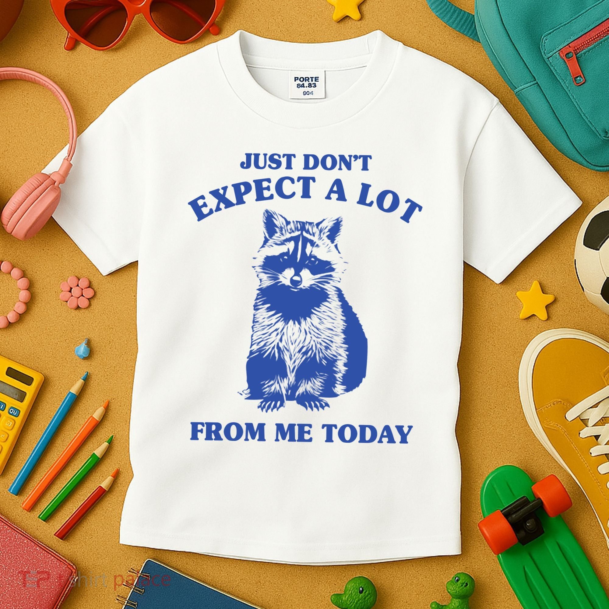 Just Dont Expect A Lot From Me Today Raccoon Funny Kids T-Shirt