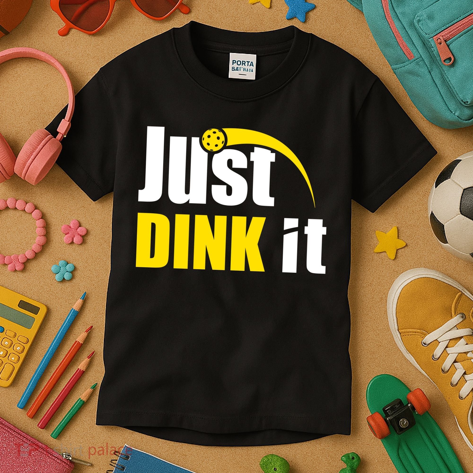 Just Dink It Funny Pickleball Play Pickle Ball Kids T-Shirt