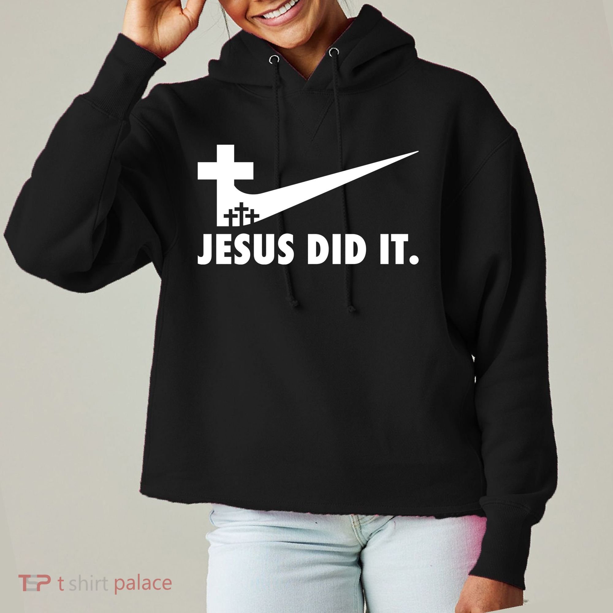 Jesus Did It Cross Ladies Heavyweight Boxy Pullover Hoodie