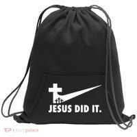 Jesus Did It Cross Sweatshirt Cinch Pack Bag thumb 0