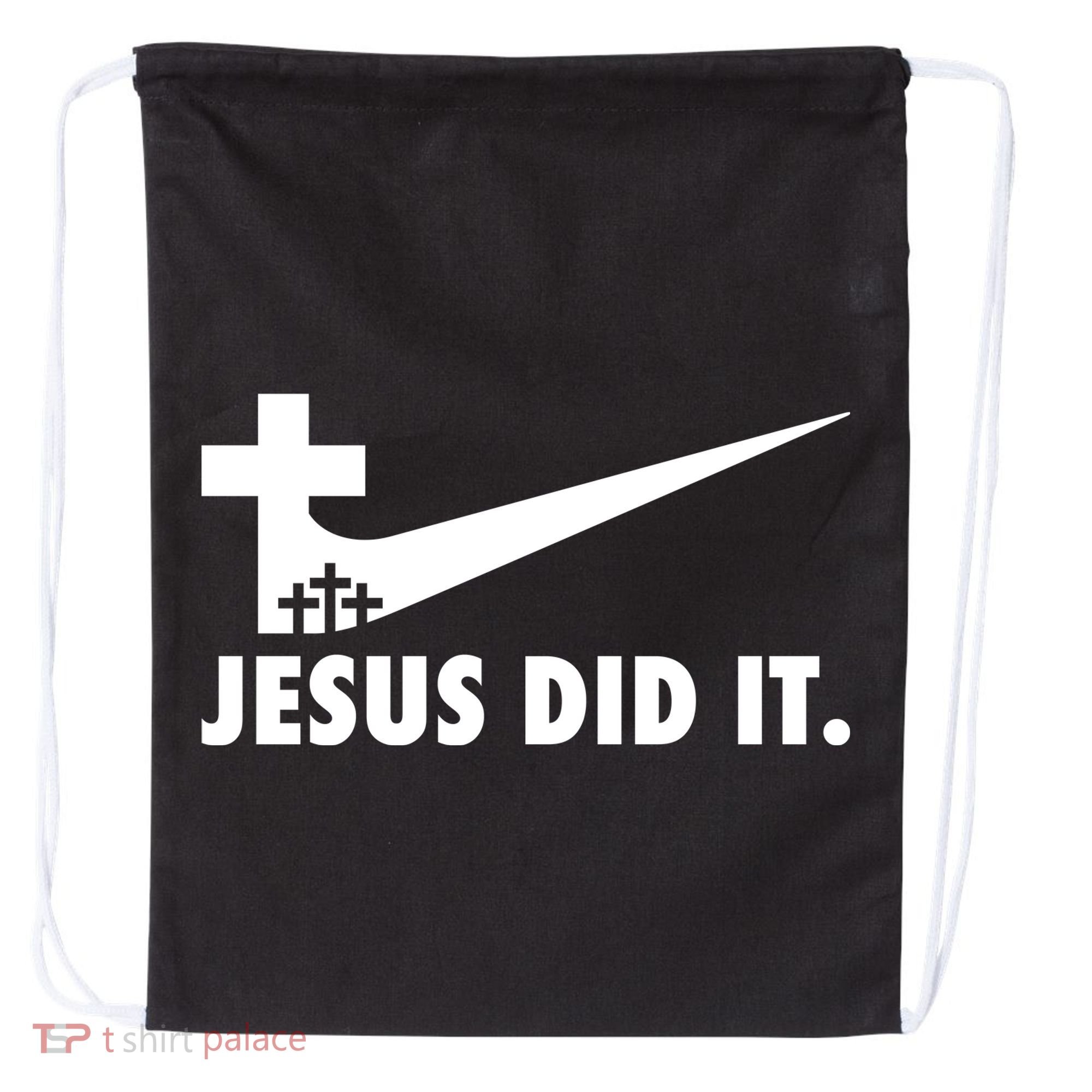 Jesus Did It Cross Drawstring Bag