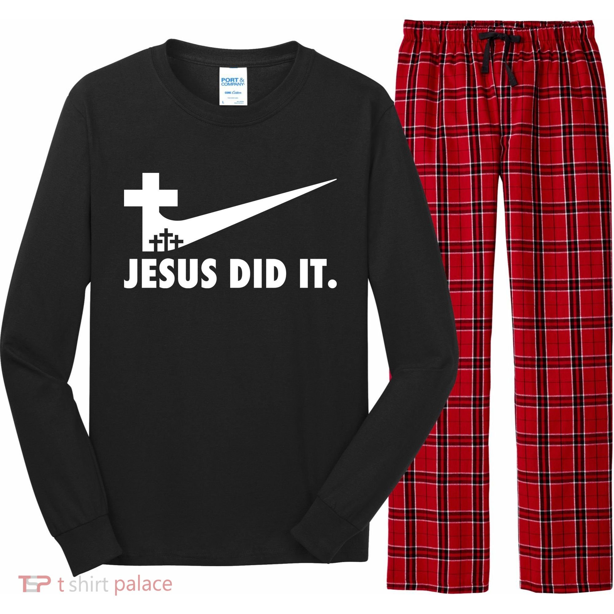 Jesus Did It Cross Long Sleeve Pajama Set