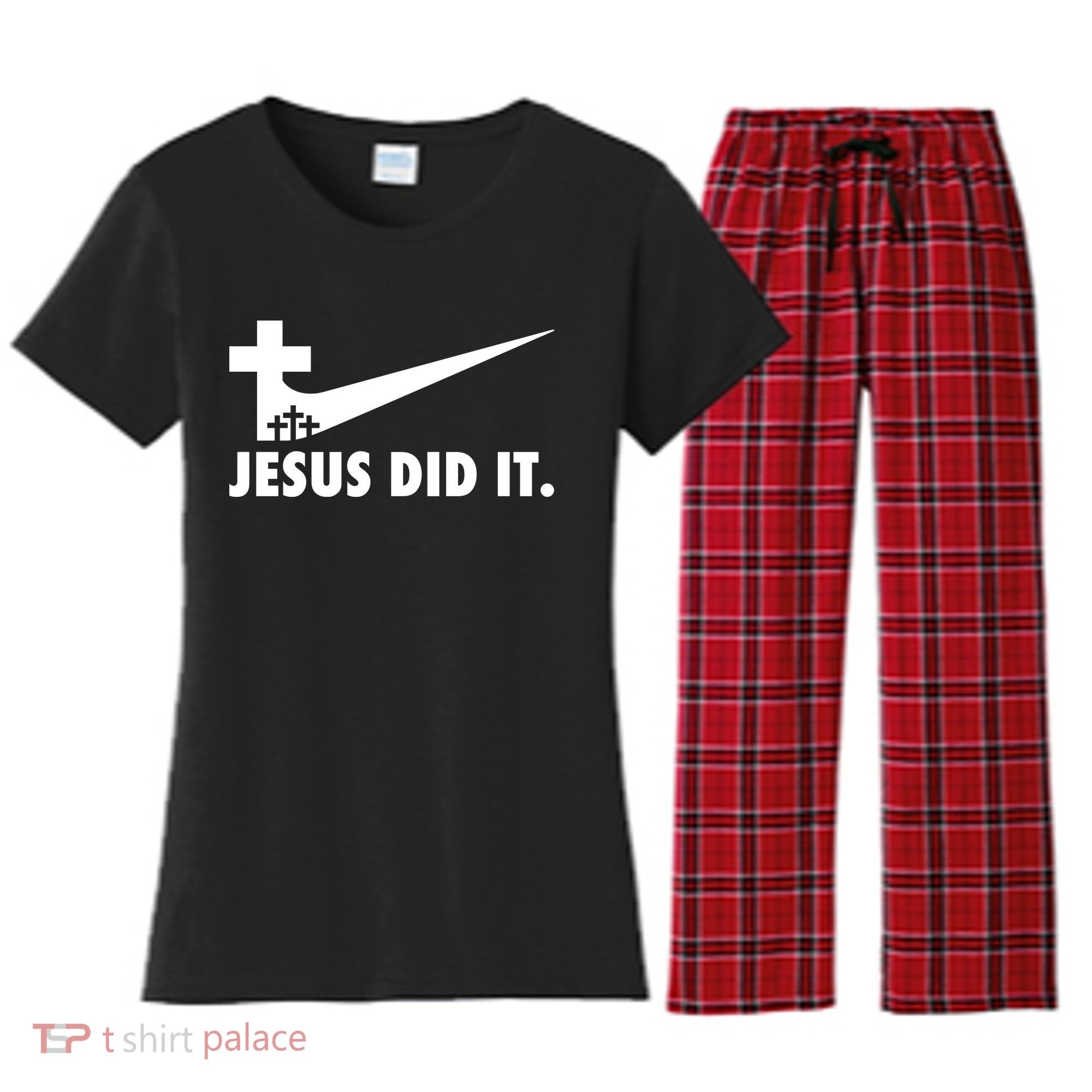 Jesus Did It Cross Women's Flannel Pajama Set