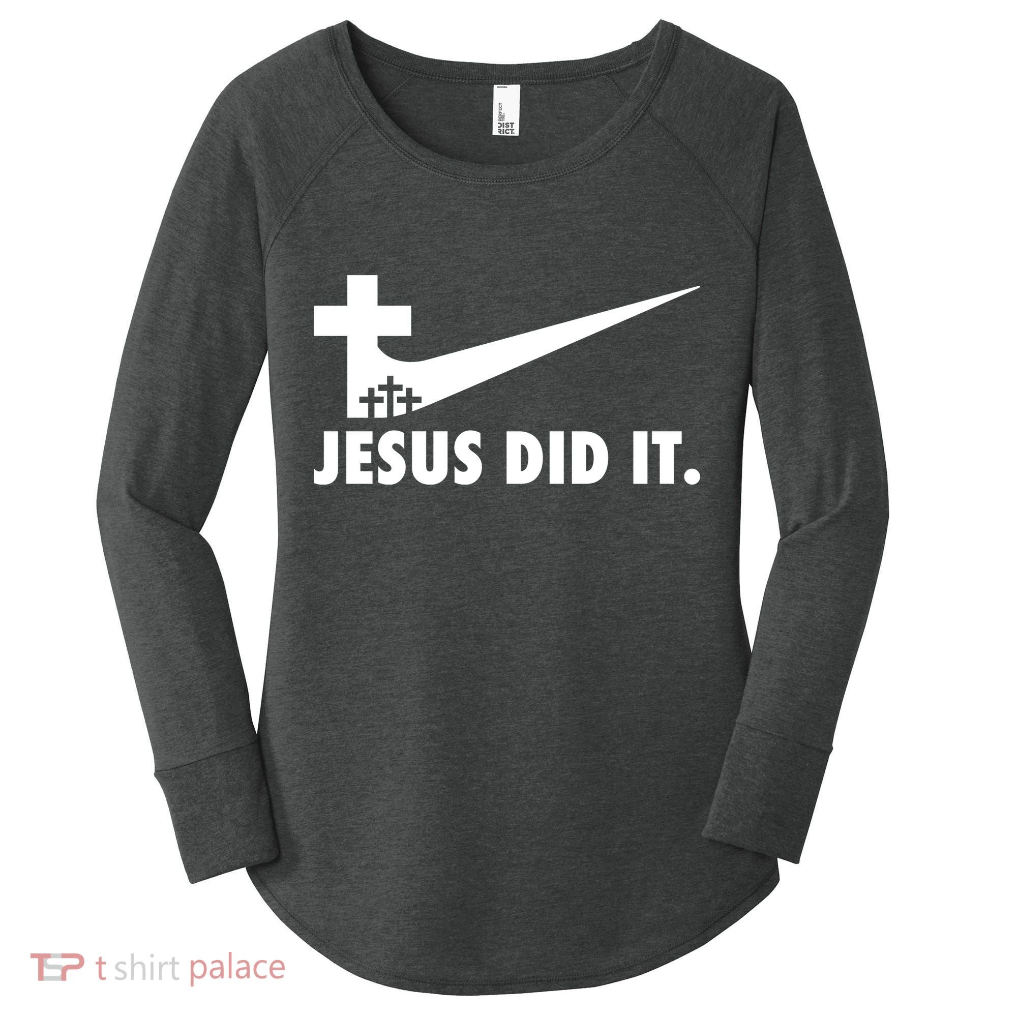 Jesus Did It Cross Women's Perfect Tri Tunic Long Sleeve Shirt