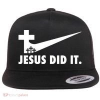 Jesus Did It Cross Flat Bill Trucker Hat thumb 0