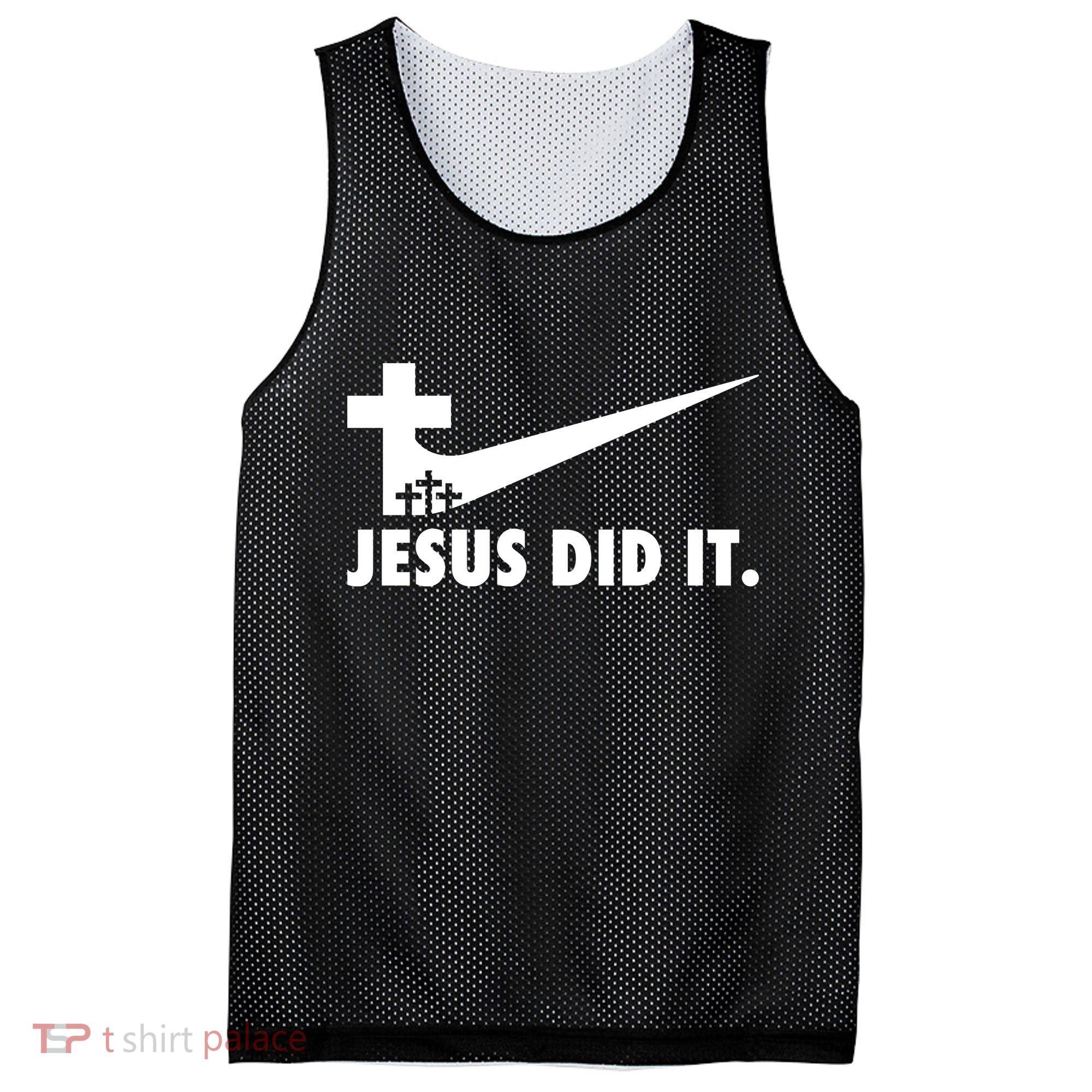 Jesus Did It Cross Mesh Reversible Basketball Jersey Tank