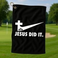 Jesus Did It Cross Golf Towel thumb 1