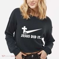 Jesus Did It Cross Cropped Pullover Crew thumb 2
