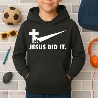 Jesus Did It Cross Kids Hoodie thumb 2