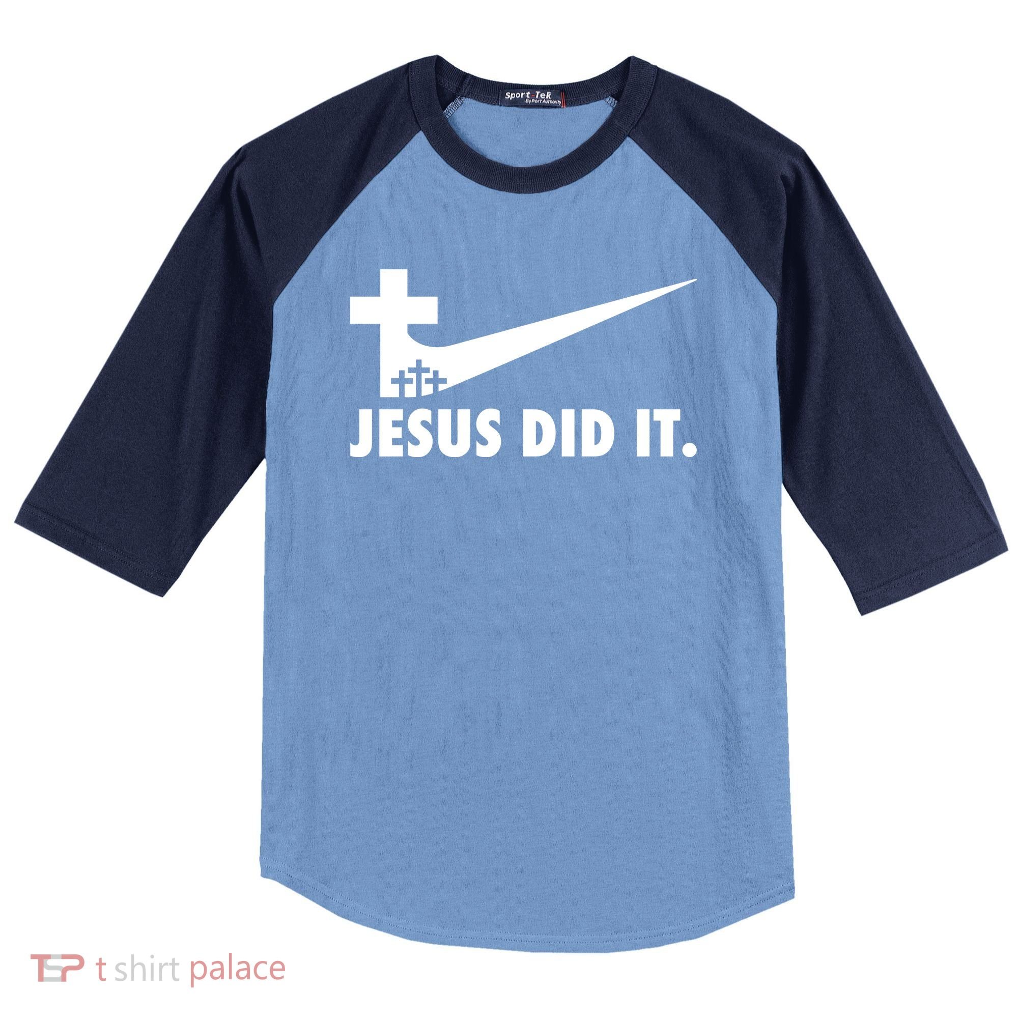 Jesus Did It Cross Raglan Baseball Sleeve Shirt