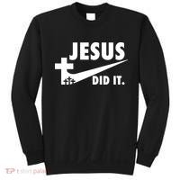 Jesus Did It Faith Cross Christian Sweatshirt thumb 0