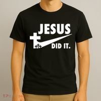 Jesus Did It Faith Cross Christian T-Shirt thumb 3