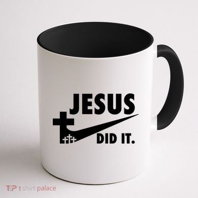 Jesus Did It Faith Cross Christian Coffee Mug back