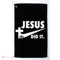 Jesus Did It Faith Cross Christian Golf Towel thumb 0