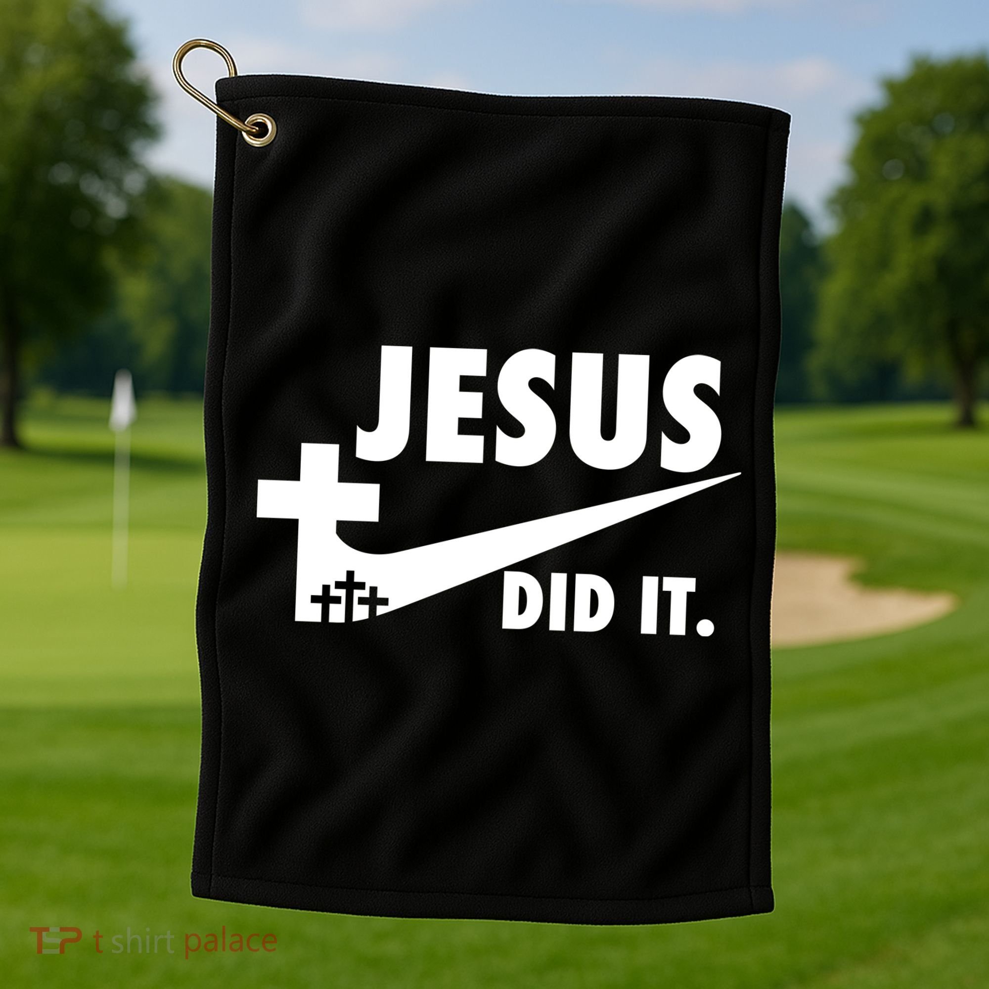 Jesus Did It Faith Cross Christian Golf Towel