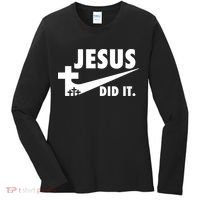 Jesus Did It Faith Cross Christian Women's Long Sleeve Shirt thumb 0