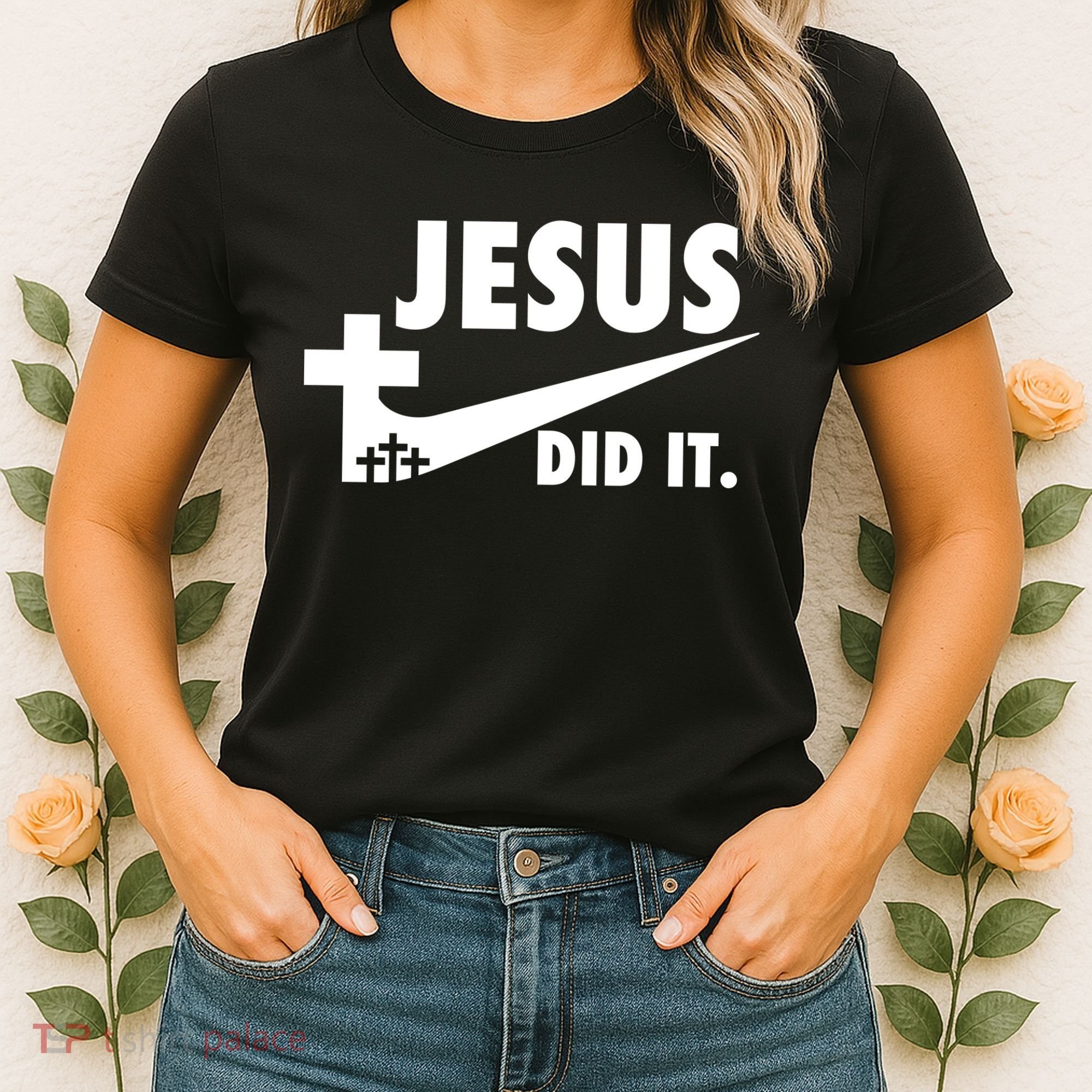 Jesus Did It Faith Cross Christian Women's T-Shirt