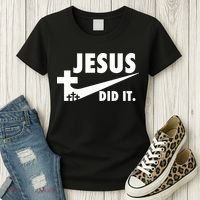 Jesus Did It Faith Cross Christian Women's T-Shirt thumb 3