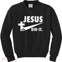 Jesus Did It Faith Cross Christian Kids Sweatshirt thumb 0