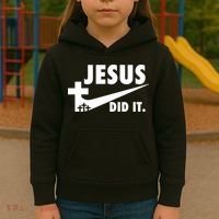 Jesus Did It Faith Cross Christian Kids Hoodie thumb 3