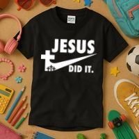 Jesus Did It Faith Cross Christian Kids T-Shirt thumb 3