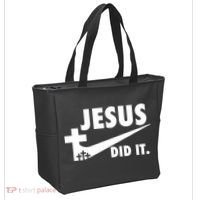 Jesus Did It Faith Cross Christian Tote Bag thumb 2