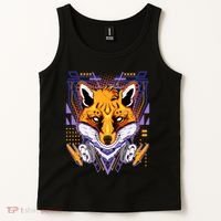Japanese Digital Kitune Fox With Headphone Tank Top thumb 2