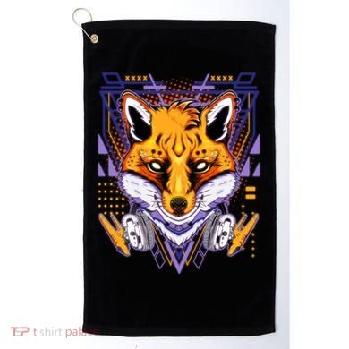 Japanese Digital Kitune Fox With Headphone Golf Towel