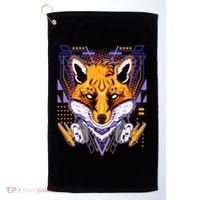 Japanese Digital Kitune Fox With Headphone Golf Towel thumb 0