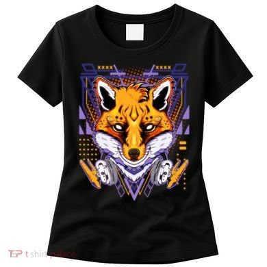 Japanese Digital Kitune Fox With Headphone Women's T-Shirt
