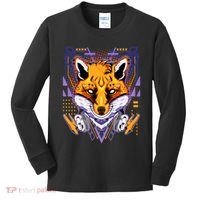 Japanese Digital Kitune Fox With Headphone Kids Long Sleeve Shirt thumb 0