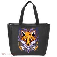 Japanese Digital Kitune Fox With Headphone Tote Bag thumb 0