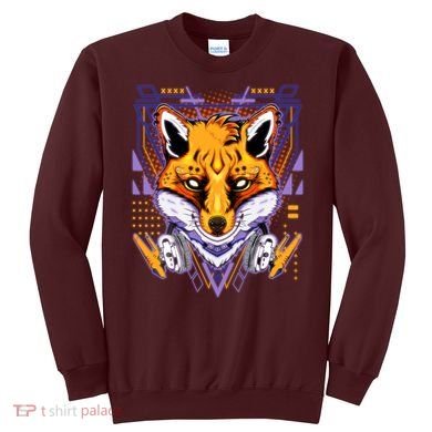 Japanese Digital Kitune Fox With Headphone Sweatshirt