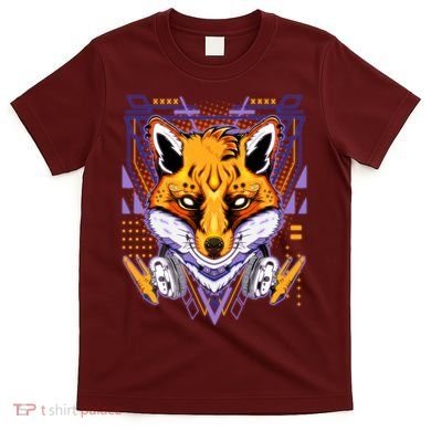 Japanese Digital Kitune Fox With Headphone T-Shirt