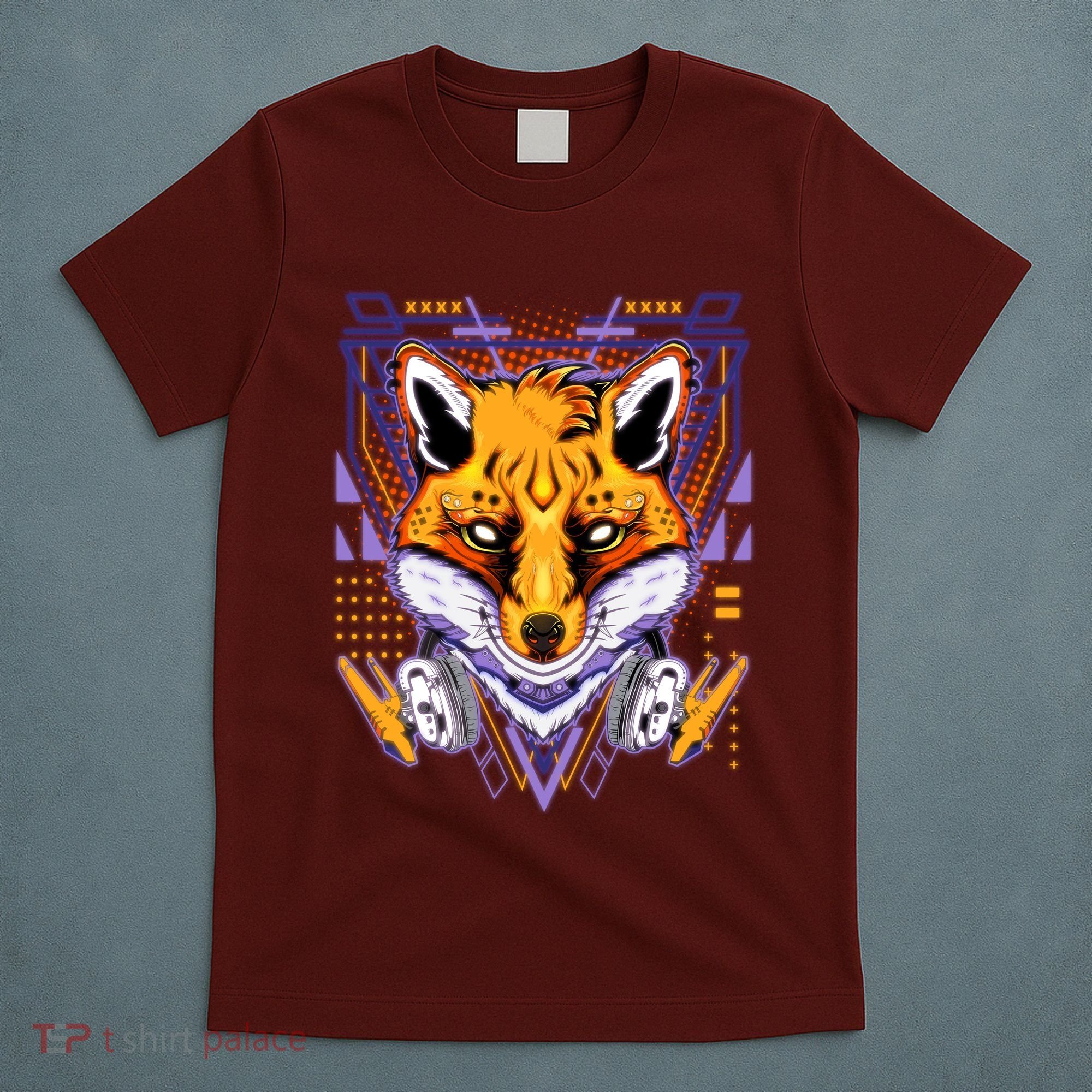 Japanese Digital Kitune Fox With Headphone T-Shirt